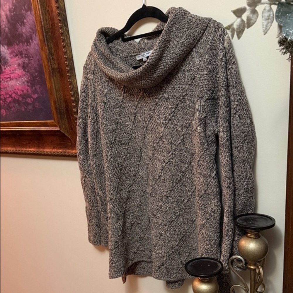 Eight Eight Eight Textured Brown Cowl Neck Sweater